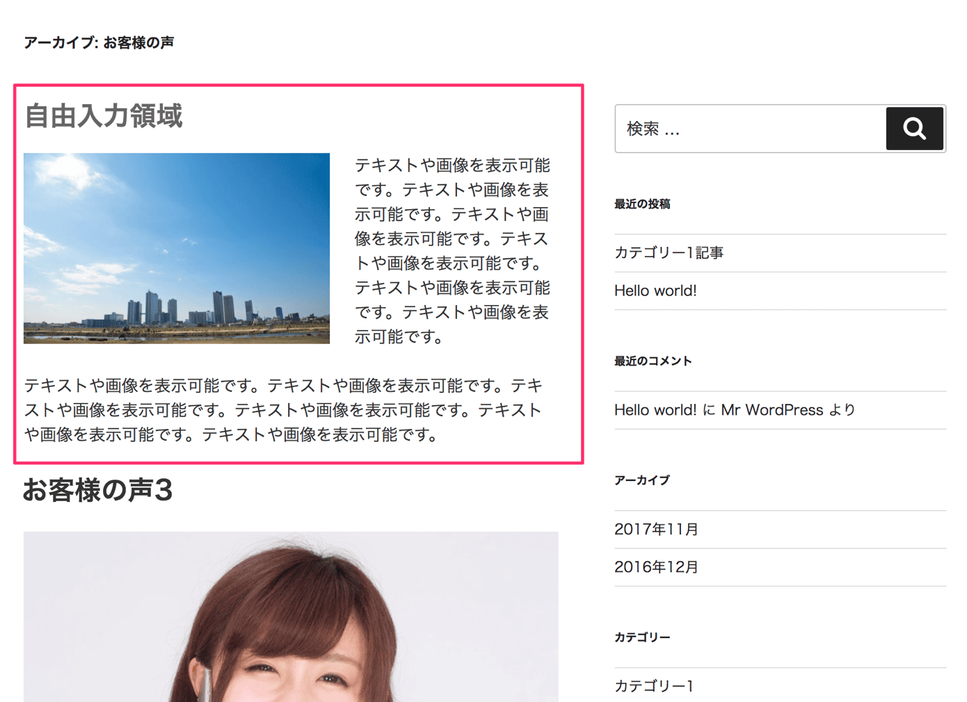 お客様の声 WORDPRESS TEST WEBSITE